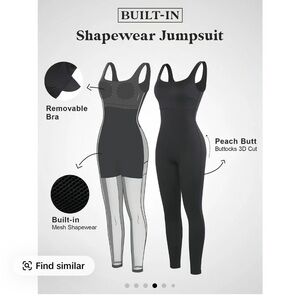 POPILUSH L Built-In Shapewear Jumpsuit Thigh Slimming Workout Pants